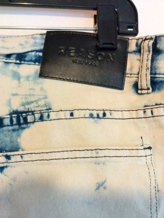 Reason Acid Wash Distressed Stretch Jeans Size Large Streetwear Y2K Urban Casual - Picture 6 of 8